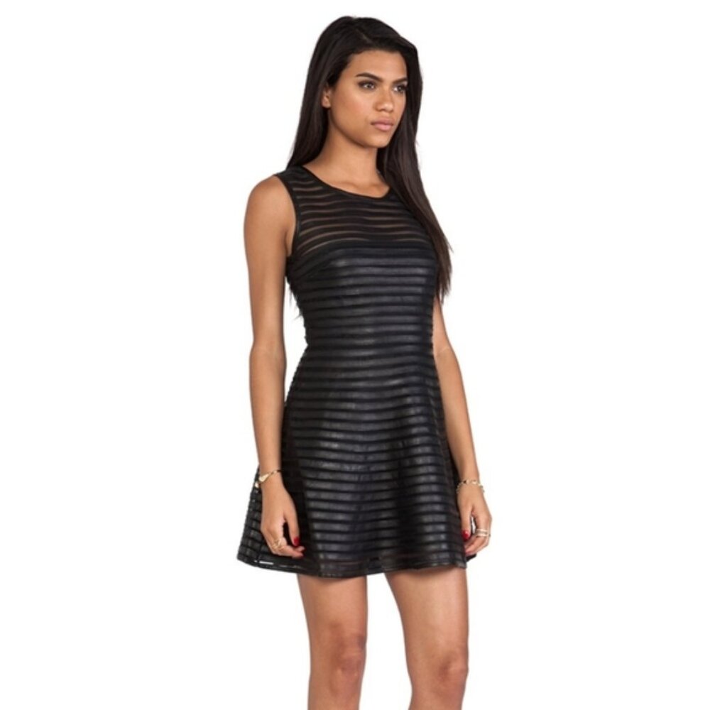 Parker Black Leather Key Mini Dress